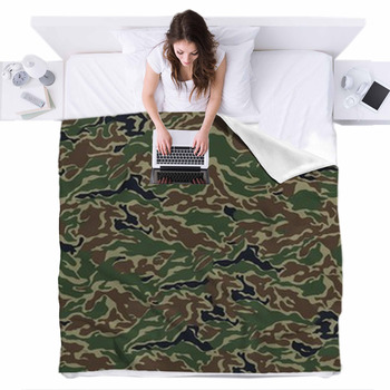 Camouflage Perfectly Seamless Texture Fleece Bed Blanket