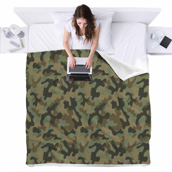 Camouflage Seamless Pattern Fleece Bed Blanket