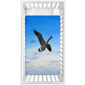 Canada Goose In Flight Against Baby Crib Comforter