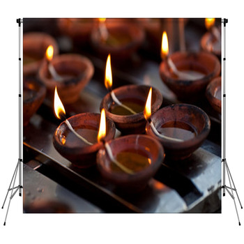 Candles At Shwedagon Paya Pagoda Custom Size Backdrop