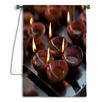 Candles At Shwedagon Paya Pagoda In Yangon Myanmar Towel