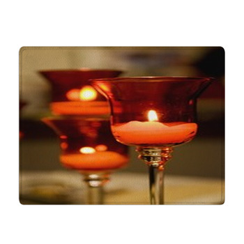 Candles Lit In A Glass Candle Holder Bath Mat