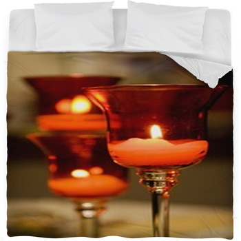 Candles Lit In A Glass Candle Holder Fleece Bed Blanket