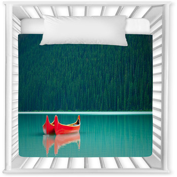 Canoes Floating Peacufully On Lake Baby Crib Comforter