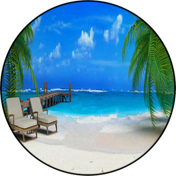 Caraibean Beach Ponton 06 Round Rug