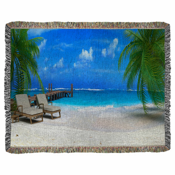 Caraibean Beach Ponton 06 Woven Throw Blanket