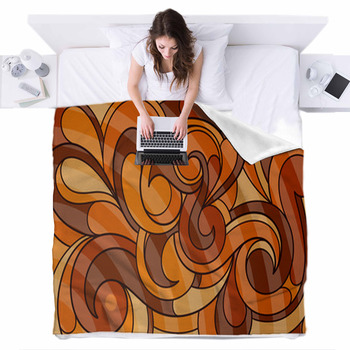 Caramel Abstraction Fleece Bed Blanket