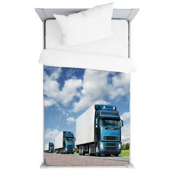 Caravan Of  Trucks On Highway, Cargo Toddler Duvet