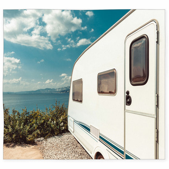 Caravan Trailer Near Sea Beach And  Custom Size Floor Mat