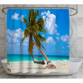 Caribbean Paradise Tropical Palm Tree Shower Curtain
