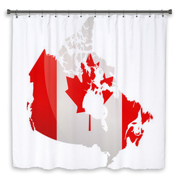 Happy Victoria Day Canada Flag On Wooden Bathroom Fabric Shower Curtain Set 71" 