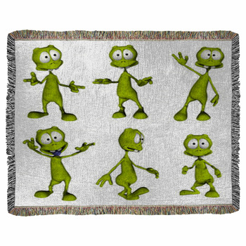 Cartoon Alien Woven Throw Blanket