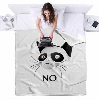 Cartoon Cat Social Character Fleece Bed Blanket