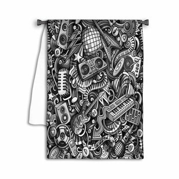 Cartoon Cute Doodles Disco Music Seamless Pattern Towel