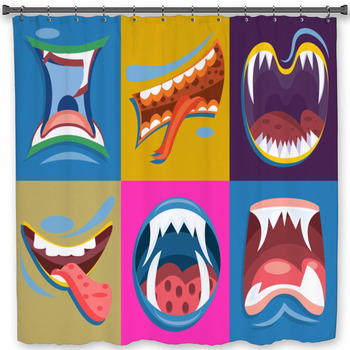 Cartoon Cute Monster Mouths Custom Size Shower Curtain