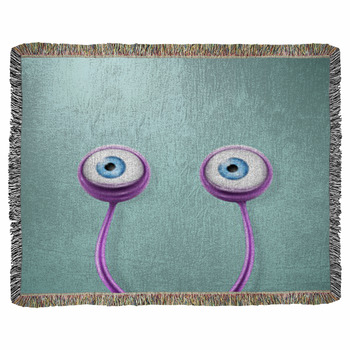 Cartoon Eyes Woven Throw Blanket