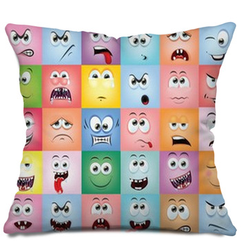 Emoji Pillow Sham Cartoon Like Smiley Faces of Mosters Happy Sad Angry  Furious Moods Expressions Print, Decorative Standard King Size Printed  Pillowcase, 36 X 20 Inches, Multicolor, by Ambesonne 