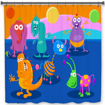 Cartoon Fantasy Monster Custom Size Shower Curtain