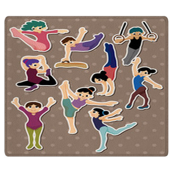 Cartoon Gymnastic Stickers Bath Mat