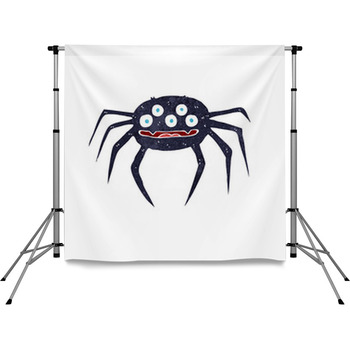 Cartoon Halloween Spider Pole Pocket Backdrop