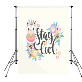Cartoon Owl And Lettering Pole Pocket Backdrop