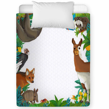 Cartoon Scene With Nature Frame And Toddler Comforter
