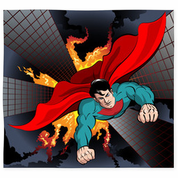 Cartoon Superhero From A Fiery Custom Size Floor Mat