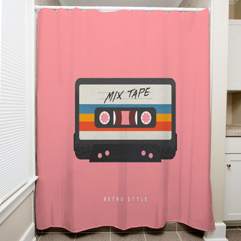 Cassette With Retro Label As Vintage Shower Curtain