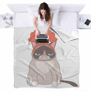 Cat Alya Hare Ears Fleece Bed Blanket