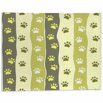 Cat Or Dog Paw Striped Seamless Pattern, Vector Area Rug
