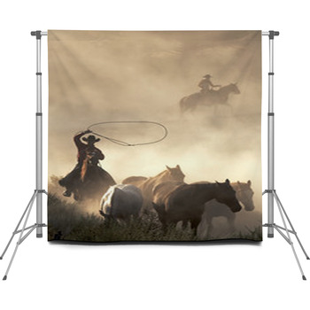 Catching Wild Horses Custom Size Backdrop