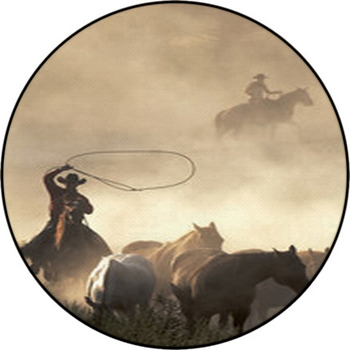 Catching Wild Horses Round Rug