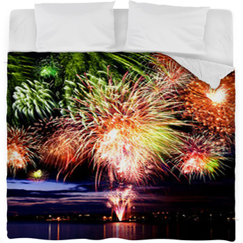 Celebratory  Firework Fleece Bed Blanket