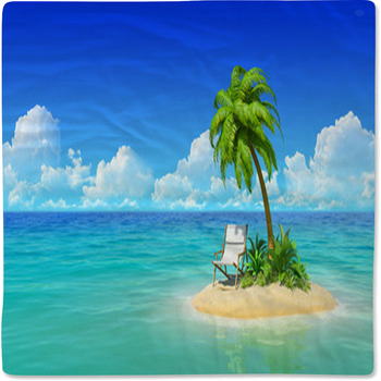 Chaise Lounge And Palm Tree On Tropical Baby Blanket