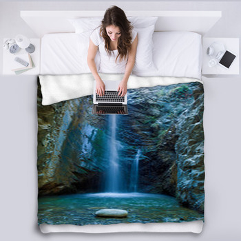 Chantara Waterfalls In Trodos Mountains, Fleece Blanket