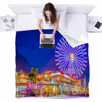 Chatan Okinawa Japan Fleece Bed Blanket