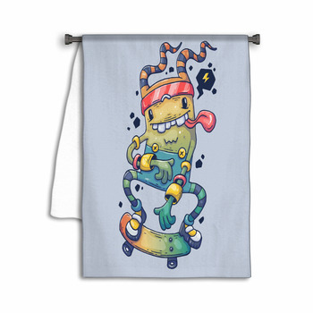 Cheerful Monster On Skateboard Cartoon Towel