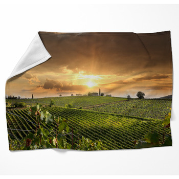 Chianti Vineyard Landscape In Woven Throw Blanket