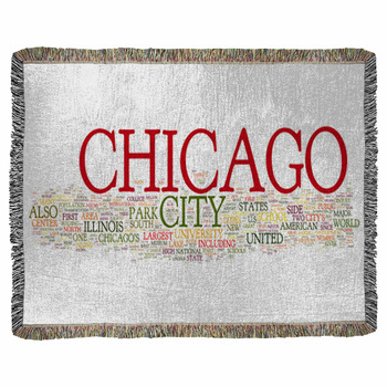 Chicago Collage Of Word Concepts Woven Throw Blanket
