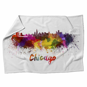 Chicago Skyline In Watercolor Fleece Blanket