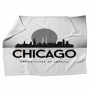 Chicago Usa Skyline Silhouette Black Fleece Blanket