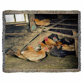 Chicken Coop Woven Throw Blanket