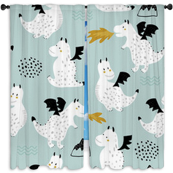 Childish Seamless Pattern With Cute Window Curtain