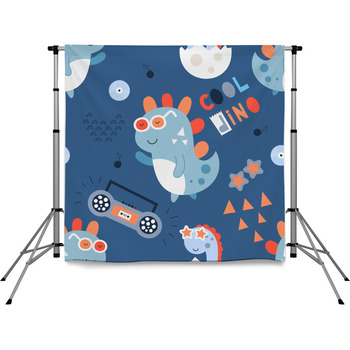 Childish Seamless Pattern With Pole Pocket Backdrop