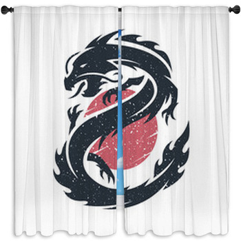 Chinese Dragon On The Background Of The Window Curtain