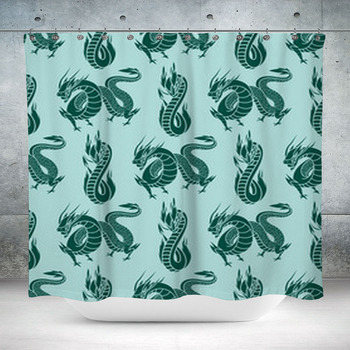 Chinese Dragon Silhouettes Custom Size Shower Curtain