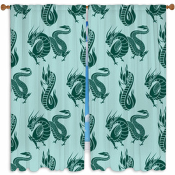 Chinese Dragon Silhouettes Custom Size Window Curtain