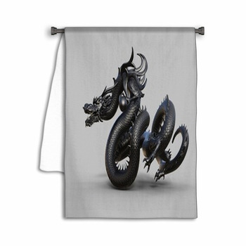 Chinese Monster Dragon Black 3d Rendering Towel