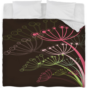 Chocolate And Pink Dandelion Fleece Bed Blanket