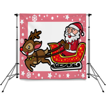 Christmas And Happy Santa Claus Pole Pocket Backdrop